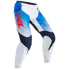 Front view of Fox Racing 360 Fade Pants in White and Blue (SKU: 33541-059), showing RAP fit and bold fade graphics