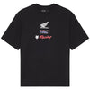 Clean studio shot of Fox Racing Honda Oversized Tee; showing tee fit, printed graphics, and crew neckline; SKU 33421-001-S; Colors: Black; Sizes: S-2XL