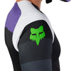 Shoulder and sleeve close-up of Fox Racing Flexair Grid Jersey in Black and Purple (SKU: 33539-166), showing bonded cuff and fabric texture
