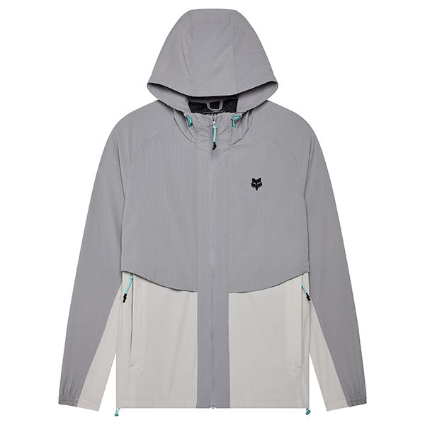 Front view of Fox Racing Survivalist Windbreaker in Dark Vintage, SKU 32616-172, featuring zippered pockets and Fox chest logo