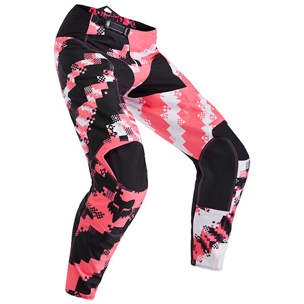 Front view of Fox Racing 180 Digi Image Pants in Black and Pink (SKU: 33543-285), featuring RAP fit and bold zebra graphics