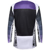 Left side profile of Fox Racing Flexair Grid Jersey in Black and Purple (SKU: 33539-166), showing bonded collar and articulated sleeve