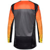 Left side profile of Fox Racing Flexair Grid Jersey in Black and Orange (SKU: 33539-016), showing bonded collar and articulated sleeve