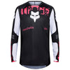 Front view of Fox Racing 180 Digi Image Jersey in Black and Pink (SKU: 33535-285), featuring TruDri® fabric and bold zebra graphics