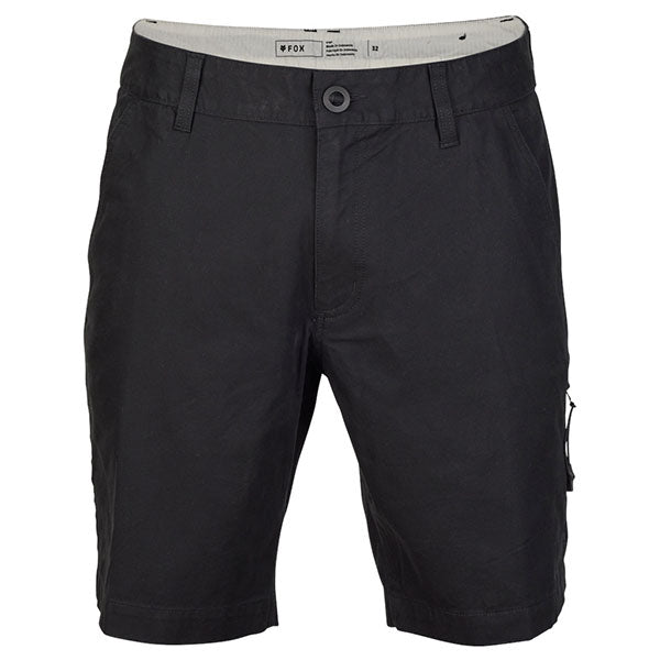 Front view of Fox Racing Essex 3.0 Shorts in Black, SKU 31667-001, featuring chino styling and stretch twill