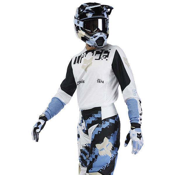 Side profile of White 180 Digi Image Jersey (SKU: 33535-008), highlighting mesh sleeve and drop-tail hem