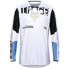 Front view of Fox Racing 180 Digi Image Jersey in White (SKU: 33535-008), showing breathable mesh and zebra graphics