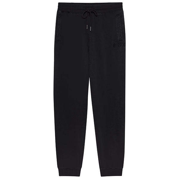 Front view of Fox Racing Wordmark Joggers in Black, SKU 33146-001, featuring tonal embroidery and relaxed fit