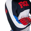 Full-body rider view wearing Fox Racing 360 Fade Jersey in White and Blue (SKU: 33533-059), showing fit and mobility