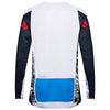Left side profile of Fox Racing 360 Fade Jersey in White and Blue (SKU: 33533-059), highlighting vented mesh panels