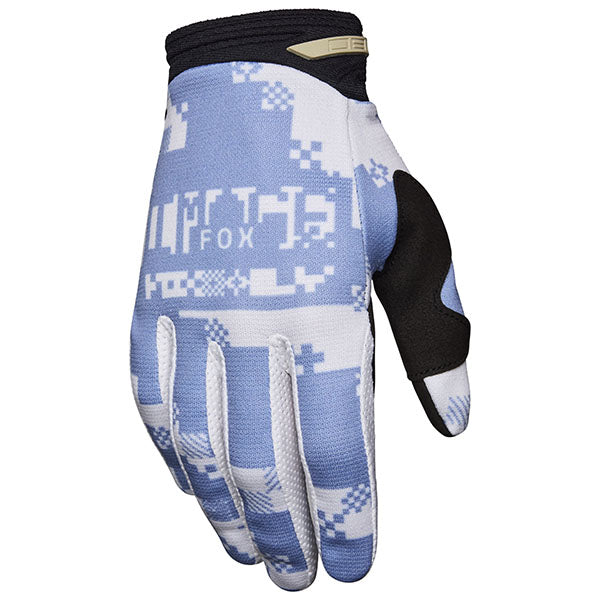 Front view of Fox Racing 180 Digi Image Gloves in Light Slate Blue (SKU: 33519-223), showing padded palm and compression cuff