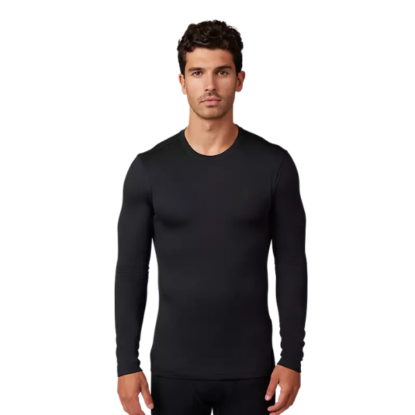 Fox Racing Tecbase Fire Long Sleeve Shirt product image in SM sizes Black SKU 29574-001-S. Base Layer Shirt | Available at BTO Sports