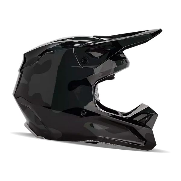 studio product photo of Fox Racing SKU 31375-247 in BLACK CAMO, size XS for motocross helmet, dirt bike, motocross, off road, sizes XS to XXL.