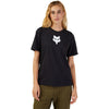 High-resolution studio image of Fox Racing Fox Head Tee (Womens); showing tee fit, printed graphics, and crew neckline; SKU 31850-001-XS