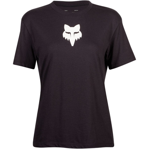 Studio photo on a white background of Fox Racing Fox Head Tee (Womens); showing tee fit, printed graphics, and crew neckline; SKU 31850-001-XS
