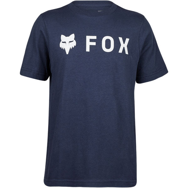 Professional studio photo of Fox Racing Absolute Tee (Youth); showing tee fit, printed graphics, and crew neckline; SKU 31818-329-YS