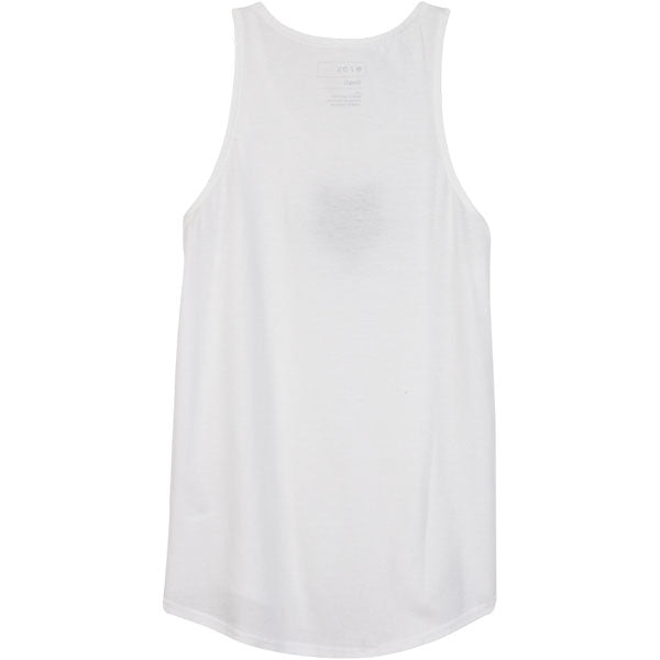 Professional studio photo of Fox Racing Fox Head Tank (Womens); showing sleeveless cut, hem shape, and printed or woven branding; SKU 31842-001-XS