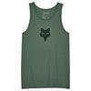 Clean studio shot of Fox Racing Fox Head Premium Tank; showing sleeveless cut, hem shape, and printed or woven branding; SKU 32091-001-S