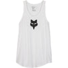 Crisp studio image on a white background of Fox Racing Fox Head Tank; showing sleeveless cut, hem shape, and printed or woven branding; SKU 31842-001-XS