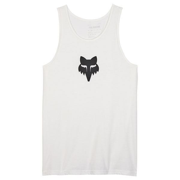 Professional studio photo of Fox Racing Fox Head Premium Tank; showing sleeveless cut, hem shape, and printed or woven branding; SKU 32091-001-S