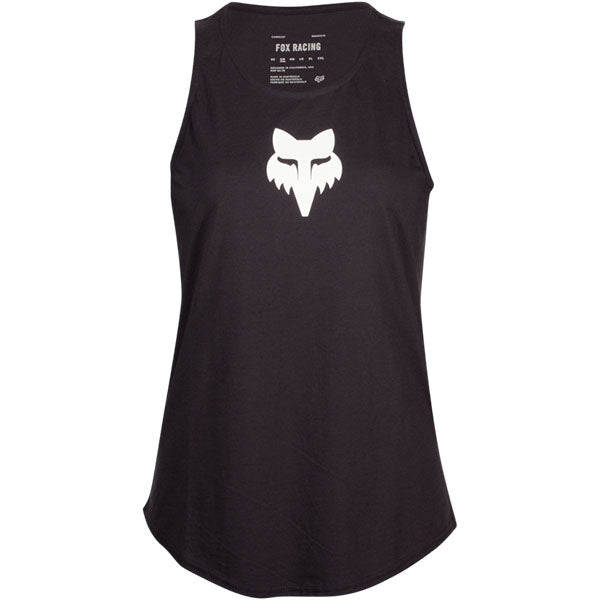 Professional studio photo of Fox Racing Fox Head Tank (Womens); showing sleeveless cut, hem shape, and printed or woven branding; SKU 31842-001-XS
