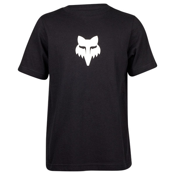 High-resolution studio image of Fox Racing Fox Legacy Basic Tee (Youth); showing tee fit, printed graphics, and crew neckline; SKU 31819-001-YXS