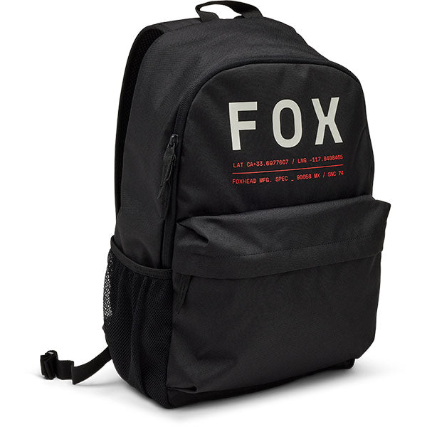Fox Racing Clean Up Backpack SKU 32790 Black front view showing main compartment and Fox Racing branding