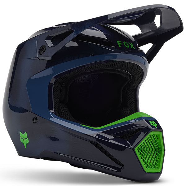 studio product photo of Fox Racing SKU 32018-007-Y in Navy for motocross helmet, dirt bike, motocross, off road.