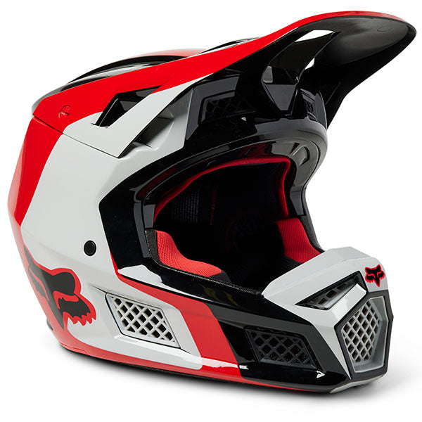 studio product photo of Fox Racing SKU 29639-110 in Flo Red, size SM for motocross helmet, dirt bike, motocross, off road, sizes SM to XL.