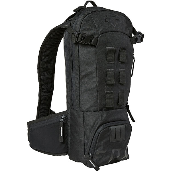 Fox Racing Utility 12L Hydration Pack SKU 28407 Black front view showing hydration pack profile and Fox Racing branding