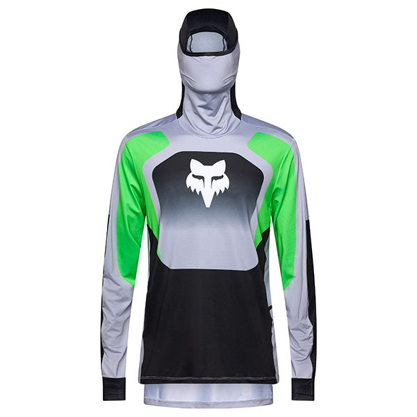 Front view of Ranger Drive Jersey in Steel Grey (SKU: 33538-172), showing integrated buff and ergonomic fit