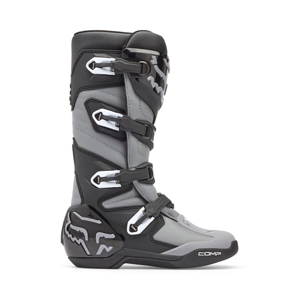 Fox Racing Comp Core Boots side view in Blk/Gry sizes 8, 9, 9.5, 10, 10.5, 11, 11.5, 12, 13, 14 SKU 28373-014-. Boots | Available at BTO Sports