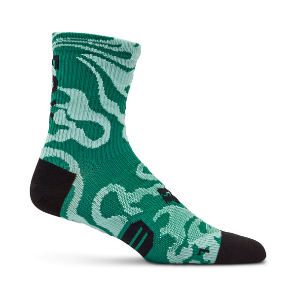 Fox Racing 6" Ranger Frequency Mountain Bike Socks front angle view in Pine sizes XS/SM, SM/MD, LG/XL SKU 33260-391-XS/S. Socks | Available at BTO Sports