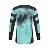 Rear angled view of Fox Racing Youth 180 Kairos Jersey in turquoise with bold sublimated graphics and airflow-enhancing mesh zones, SKU 36312-295 | SKU: 36312-279- | Available at BTO Sports