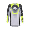 Front view of Fox Racing Youth 180 Collect Jersey in grey/yellow showing mesh collar, vented panels, and drop-tail hem, SKU 36315-086 | SKU: 36315-086 | Available at BTO Sports