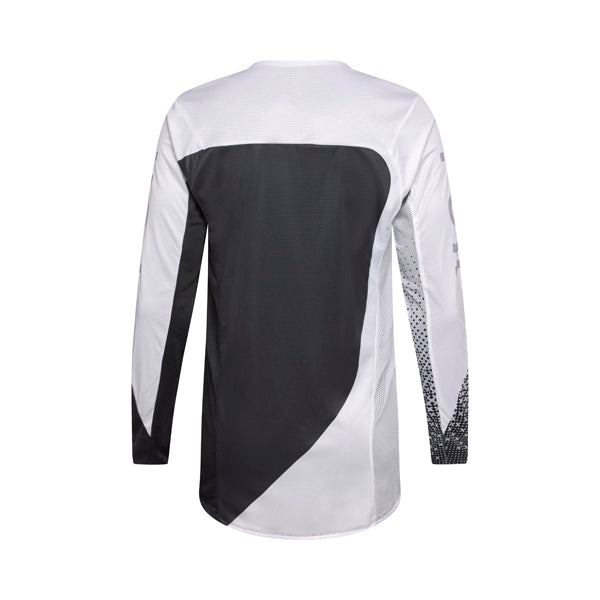 Rear view of white/black Flexair Fracture Jersey highlighting TruDri® fabric and bonded collar, SKU 36316-058 | SKU: 36316-05 | Available at BTO Sports