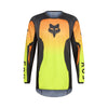 Front view of Fox Racing 180 Shield Jersey in flo yellow showing mesh collar and sublimated graphics, SKU 36322-130 | SKU: 36322-001 | Available at BTO Sports