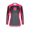 Front view of Fox Racing Women’s 180 Shield Jersey in black and pink showing moisture-wicking fabric, mesh sleeve panels, and drop-tail hem, SKU 36324-285 | SKU: 36324-285 | Available at BTO Sports