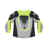 Rear view of 180 Collect Pee Wee Jersey in black, grey, and flo yellow highlighting full mesh back panel and Fox Shield graphics, SKU 36331-086 | SKU: 36331-086 | Available at BTO Sports