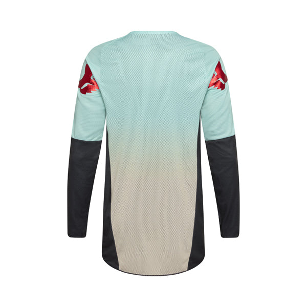 Rear view of turquoise 360 Drip Jersey showing mesh paneling and Fox branding, SKU 36334-295 | SKU: 36334-180 | Available at BTO Sports
