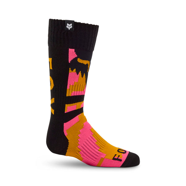 Fox Racing 180 Kairos Socks (Youth) front angle view in Tangerine sizes Y-SM, Y-LG SKU 36371-279-YS. Socks | Available at BTO Sports