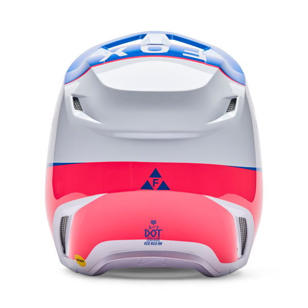 Image of Fox Racing - V1 Collect Helmet (Youth) | SKU 36379-086 | Colors: Blue/Pink, Grey/Yellow | Sizes: Y-SM to Y-LG | Available at BTO Sports