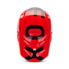 Top-down view of helmet in fluorescent red showing intake vents and visor mount, SKU 36385110, sizes XS, SM, MD, LG, XL, size XS, sizes XS to XL.