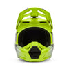 Angled front view of helmet in flo yellow showing chin bar and vent layout, SKU 36385130, sizes XS, SM, MD, LG, XL, size XS, sizes XS to XL.