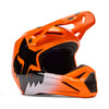Side view of Fox Racing SKU 36385-824XS V1 Shield Helmet in flo orange showing visor and shell profile, SKU 36385824, sizes XS, SM, MD, LG, XL, size XS, sizes XS to XL.