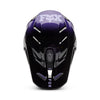 Top-down view of youth v3 spire helmet showing aerodynamic shell and four exhaust ports | Fox Racing - V3 Spire Helmet (Youth) | SKU 36393-166 | Colors: Black/Purple | Sizes: Y-SM to Y-LG | Available at BTO Sports