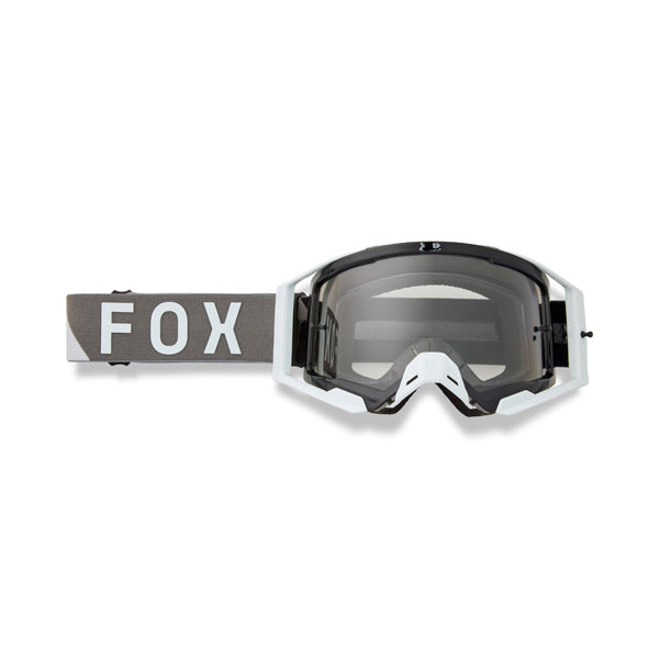 front view of Fox Racing Airspace Tine Goggles in black with smoke lens and wide field of vision | Available at BTO Sports.