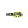 front view of Fox Racing Main Collect Goggles in flo yellow with mirrored lens and wide viewport | Available at BTO Sports.