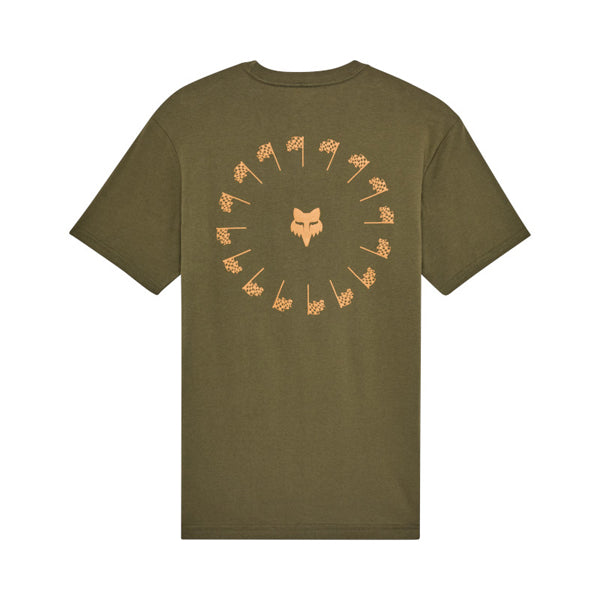 Clean studio shot of Fox Racing Winners Circle Premium Tee; showing tee fit, printed graphics, and crew neckline; SKU 36456-099-S; Sizes: S-2XL