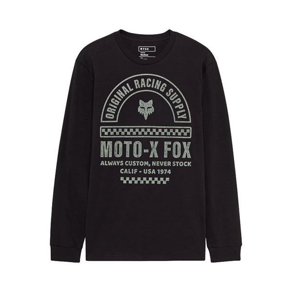 Clean studio shot of Fox Racing Victory Long Sleeve Premium Tee; showing long-sleeve cut, printed graphics, and crew neckline; SKU 36460-001-S